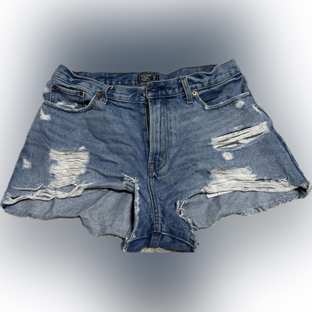 Abercrombie & Fitch Blue Distressed Jean Shorts